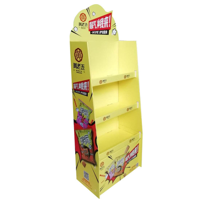 Paper Single Sided Display Floor Supermarket Folding Pop Up Potato Chips Foodstuff Rack Store Corrugated Cardboard Display Stand