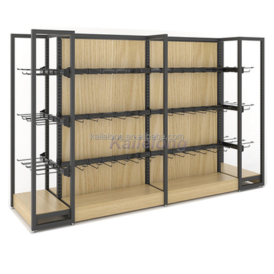 Double Sided Display Double Sided Wooden Metal Gondola Supermarket Shelving